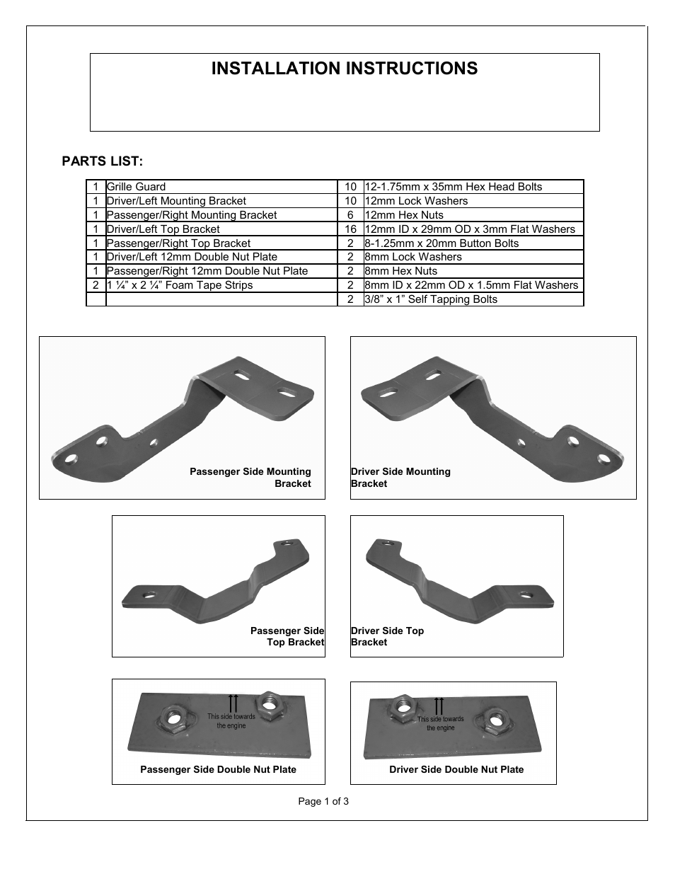 Aries Automotive 1051-2 User Manual | 3 pages