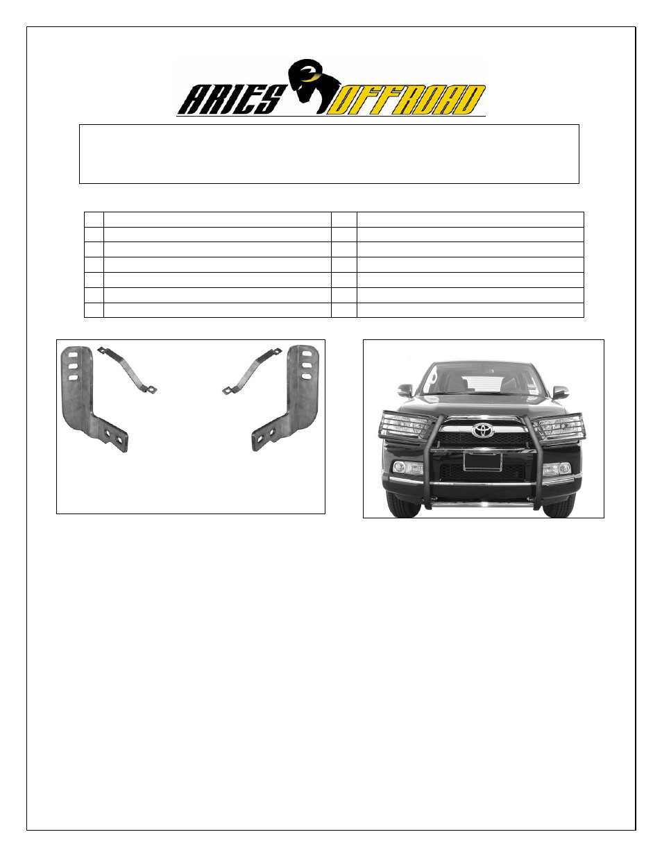 Aries Automotive 2063-2 User Manual | 4 pages