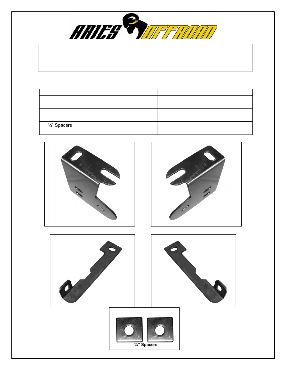 Aries Automotive 2043-2 User Manual | 3 pages