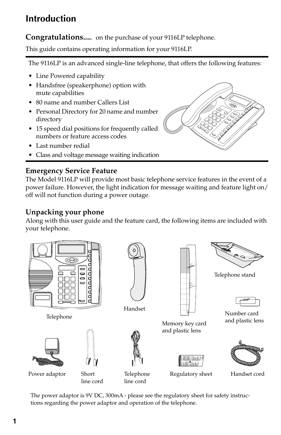 Introduction | Aastra Telecom 9116LP User Manual | Page 4 / 28