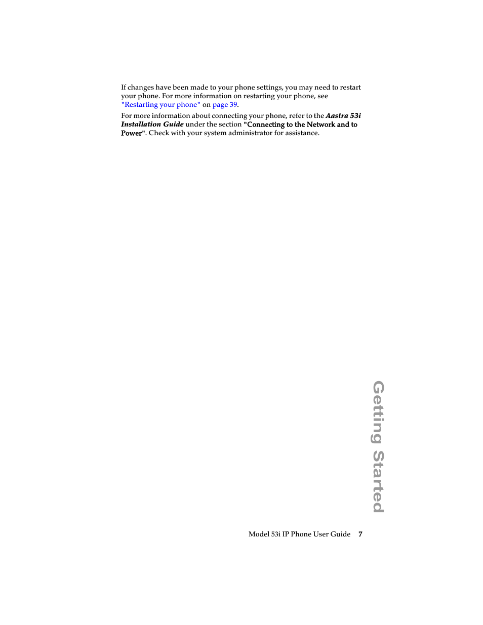 Getting started | Aastra Telecom 53i IP Phone User Manual | Page 13 / 102