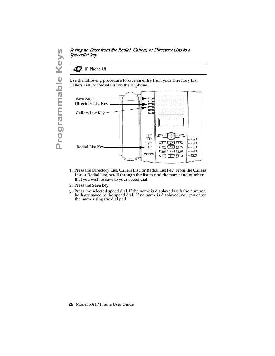 Programmable keys | Aastra Telecom 53i IP Phone User Manual | Page 30 / 102