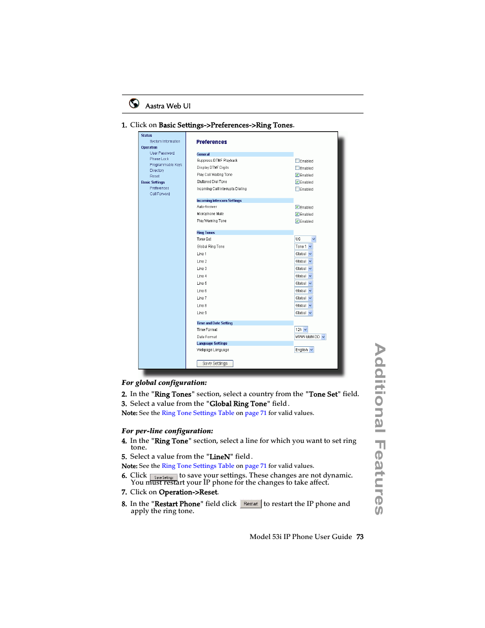 Additional features | Aastra Telecom 53i IP Phone User Manual | Page 79 / 102