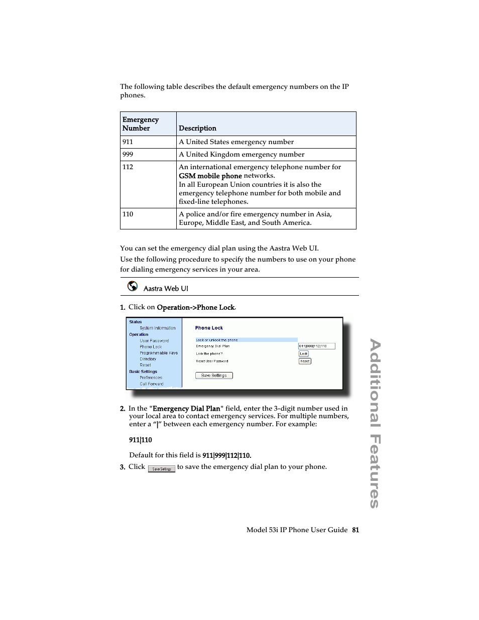 Additional features | Aastra Telecom 53i IP Phone User Manual | Page 87 / 102