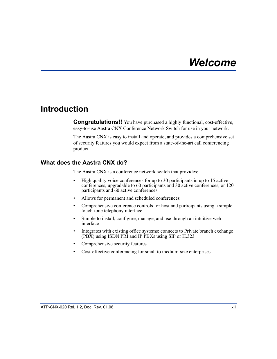 Introduction, What does the aastra cnx do, Welcome | Aastra Telecom ATP-CNX-020 User Manual | Page 13 / 32