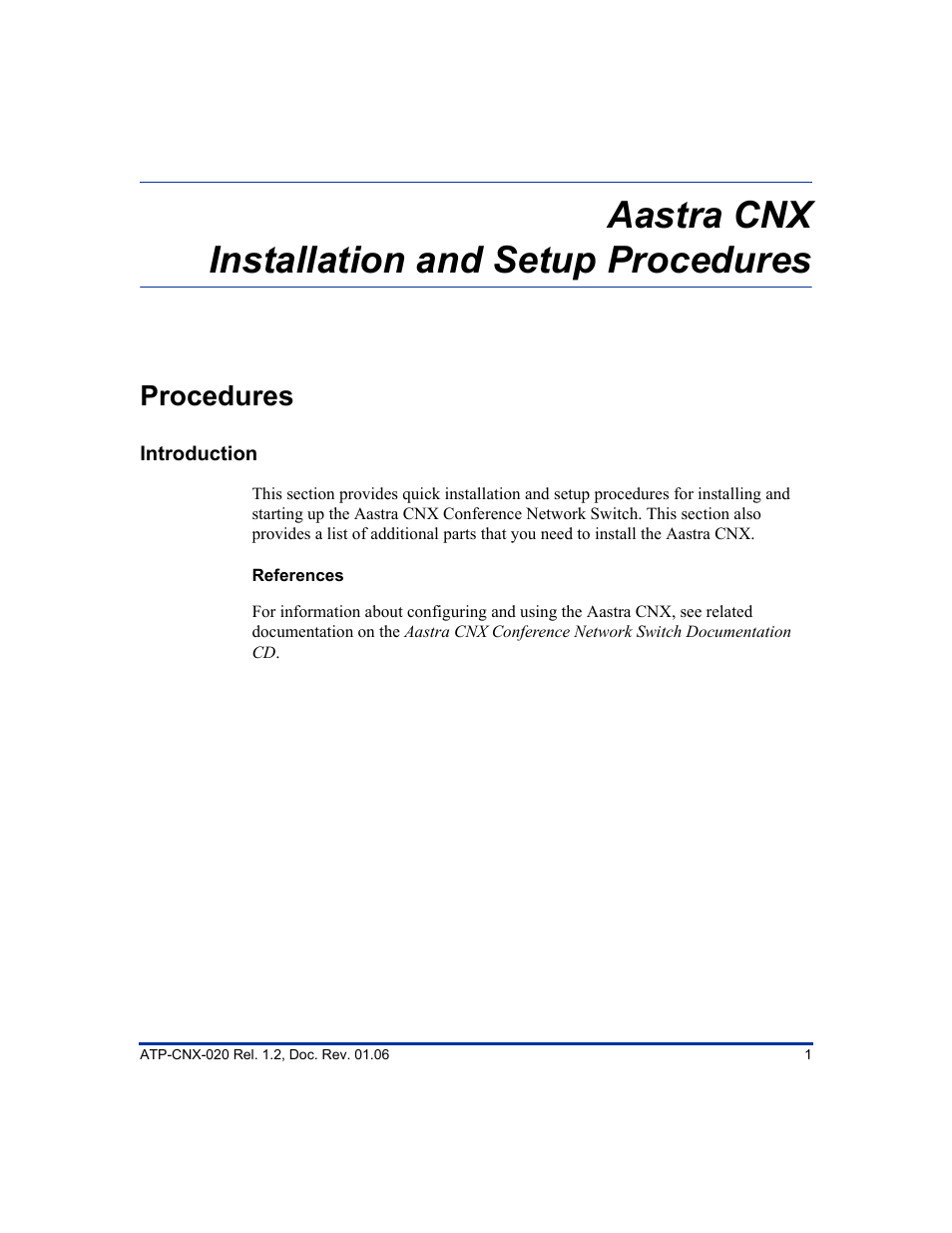 Aastra cnx installation and setup procedures, Procedures, Introduction | Ction, Aastra cnx installation and, Setup procedures | Aastra Telecom ATP-CNX-020 User Manual | Page 15 / 32