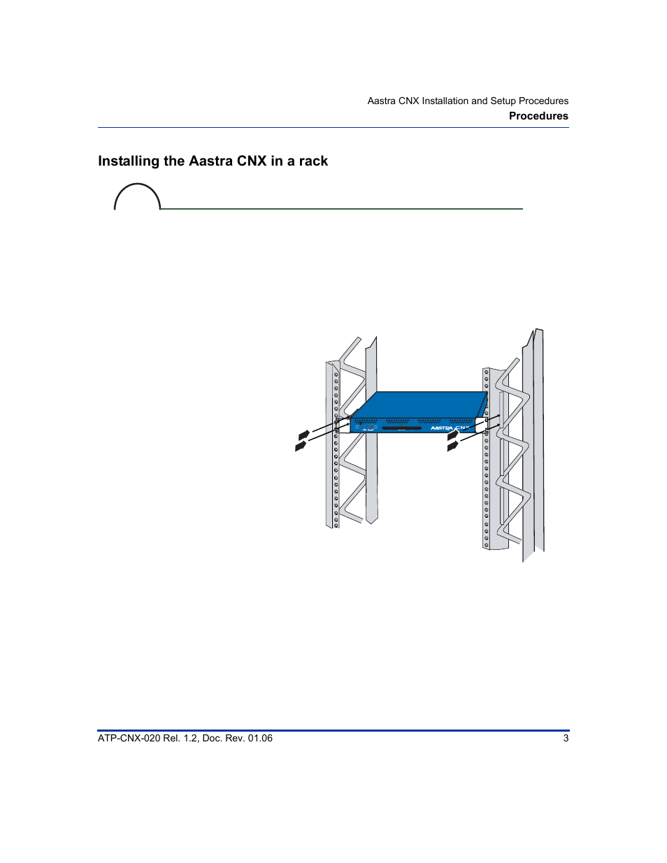 Installing the aastra cnx in a rack, Install the aastra cnx in a rack | Aastra Telecom ATP-CNX-020 User Manual | Page 17 / 32