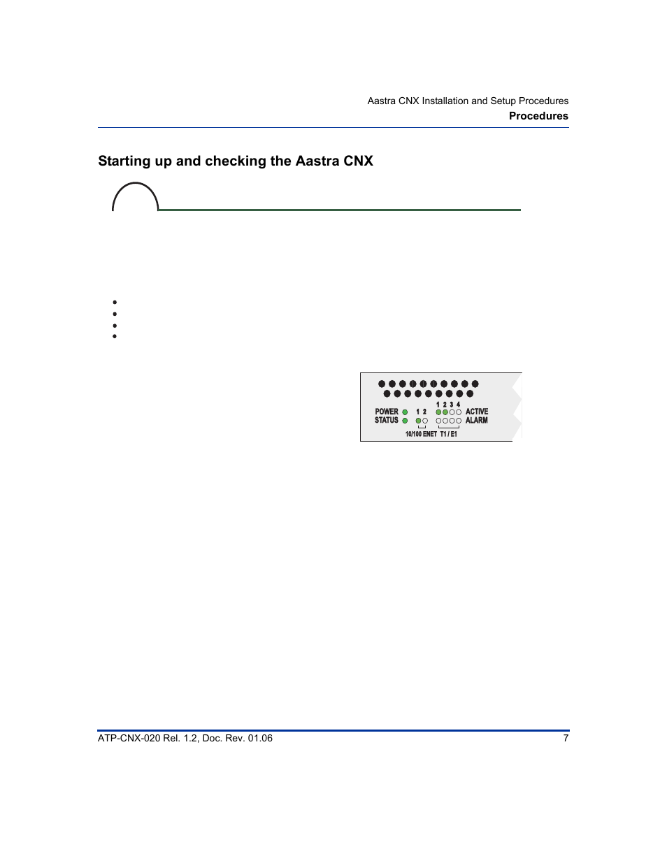 Starting up and checking the aastra cnx, Startup and check the aastra cnx | Aastra Telecom ATP-CNX-020 User Manual | Page 21 / 32