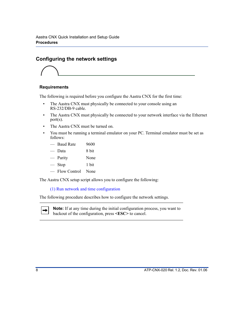 Configuring the network settings, Configure the network settings | Aastra Telecom ATP-CNX-020 User Manual | Page 22 / 32