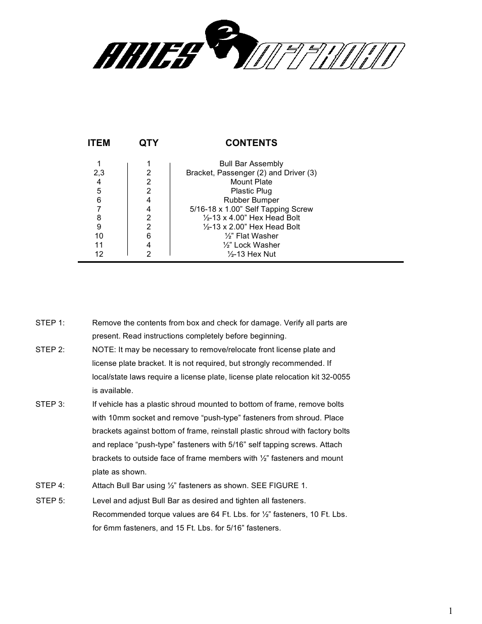 Aries Automotive B35-3009 User Manual | 2 pages