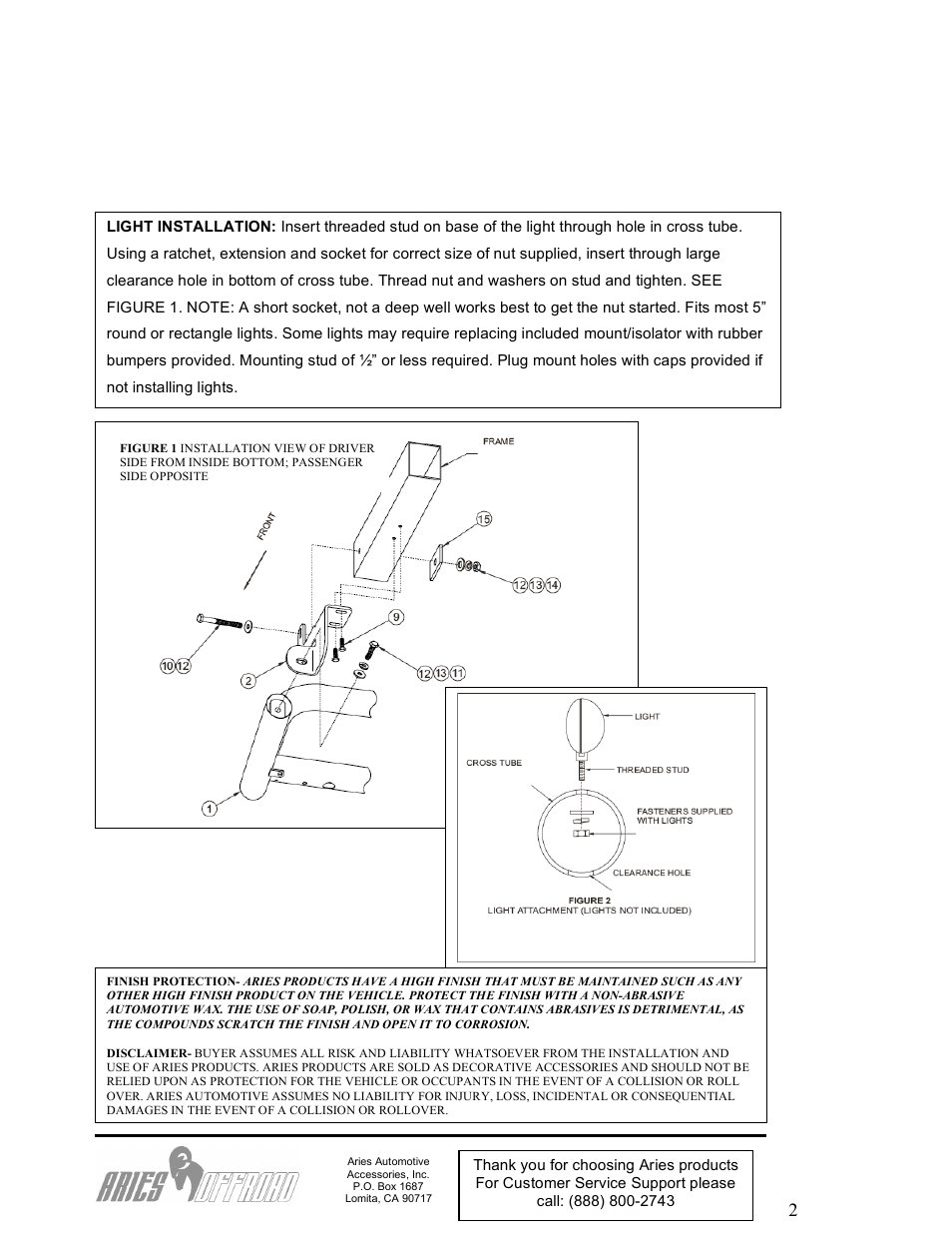 Aries Automotive B35-3011 User Manual | Page 2 / 2
