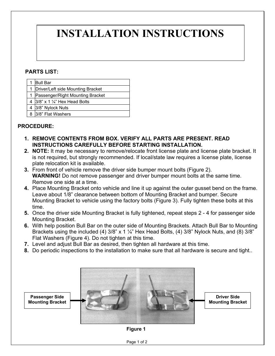Aries Automotive B35-3006 User Manual | 2 pages