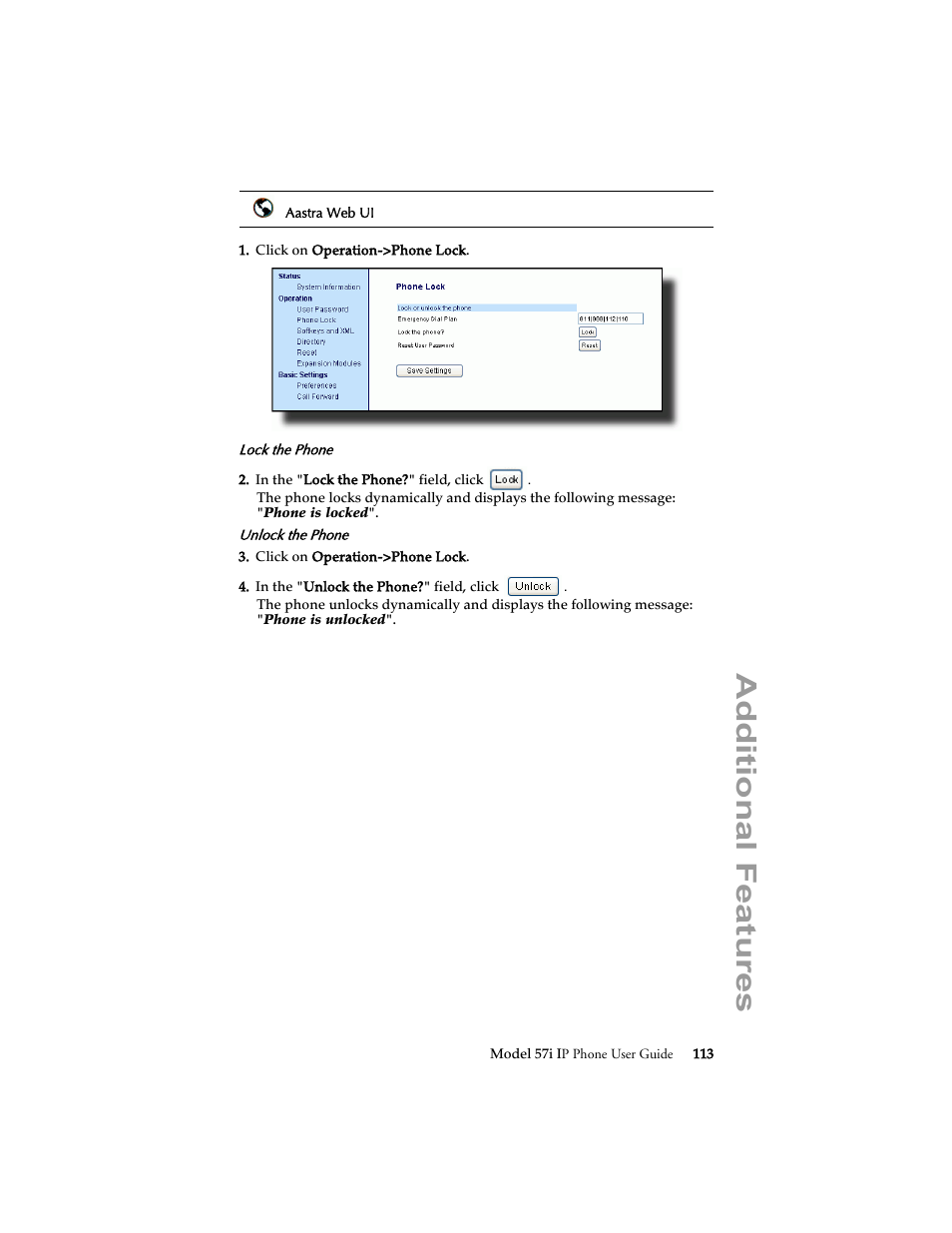 Additional features | Aastra Telecom 57i IP Phone User Manual | Page 121 / 142