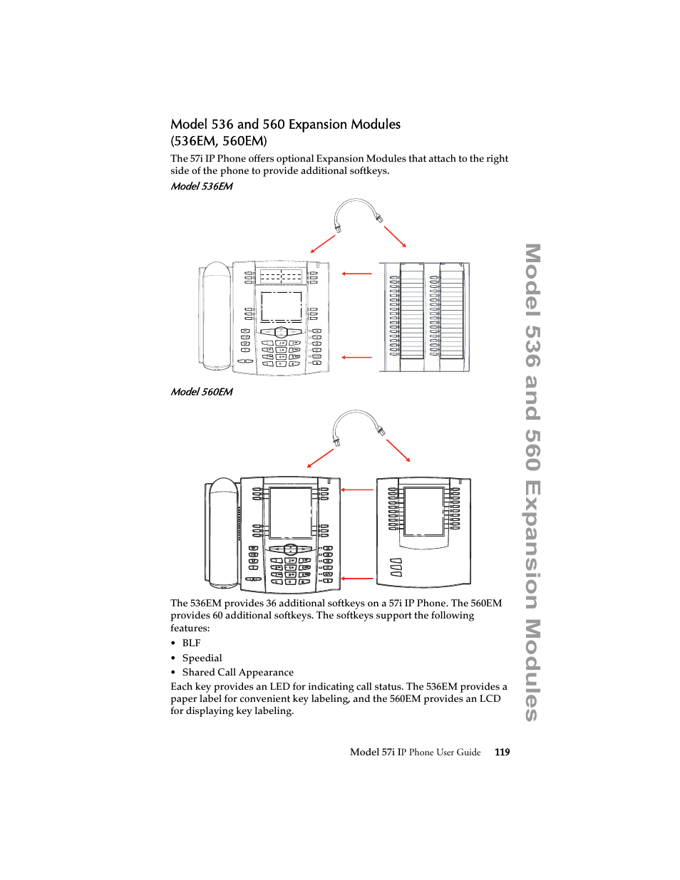 Model 536 and 560 expansion modules | Aastra Telecom 57i IP Phone User Manual | Page 127 / 142