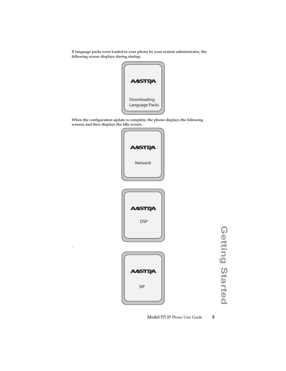 Getting started | Aastra Telecom 57i IP Phone User Manual | Page 13 / 142