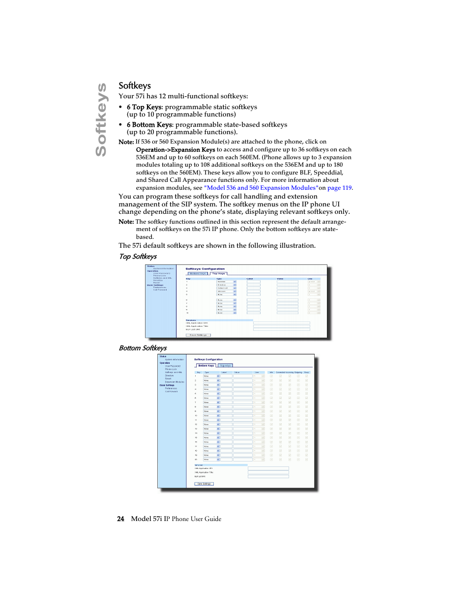 Softkeys | Aastra Telecom 57i IP Phone User Manual | Page 32 / 142