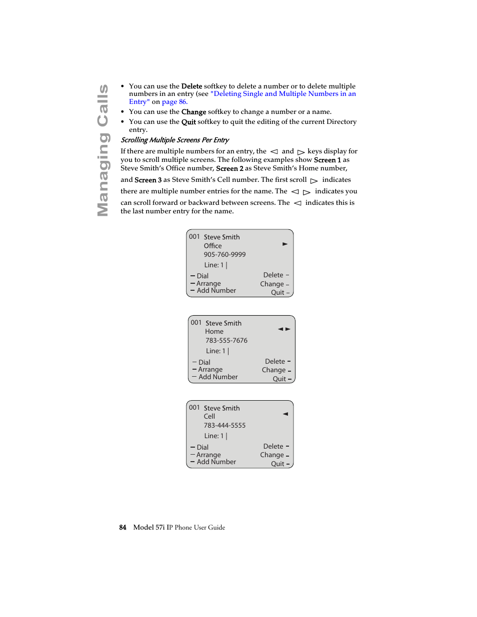 Managing calls | Aastra Telecom 57i IP Phone User Manual | Page 92 / 142