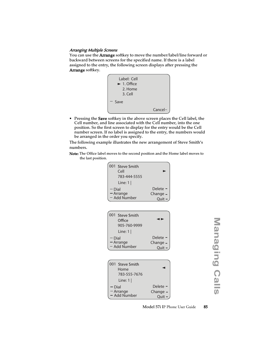 Managing calls | Aastra Telecom 57i IP Phone User Manual | Page 93 / 142