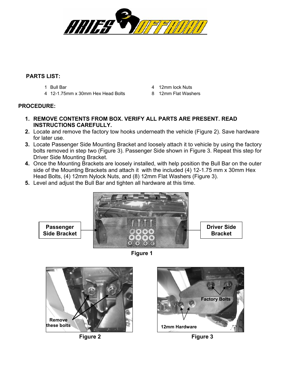 Aries Automotive B35-2004 User Manual | 1 page