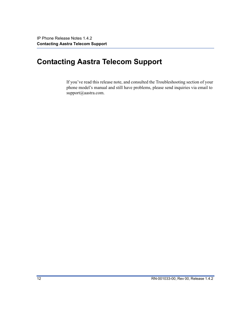 Contacting aastra telecom support | Aastra Telecom 480i CT (Release 1.4.2) User Manual | Page 16 / 18