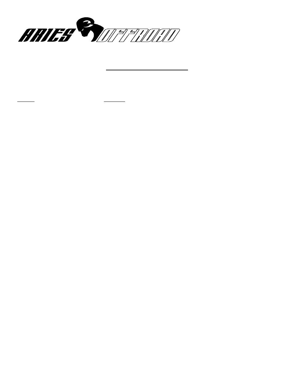 Aries Automotive 45-5001 User Manual | 2 pages