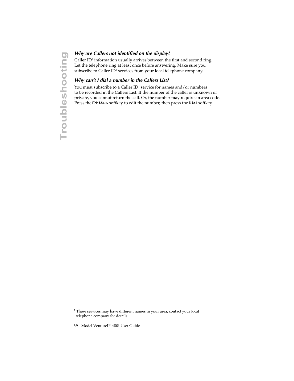 Troubleshooting | Aastra Telecom VentureIP User Manual | Page 42 / 48