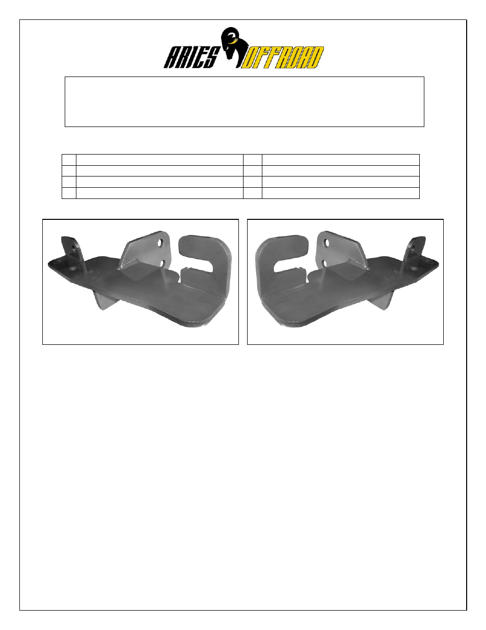 Aries Automotive 4550 User Manual | 2 pages