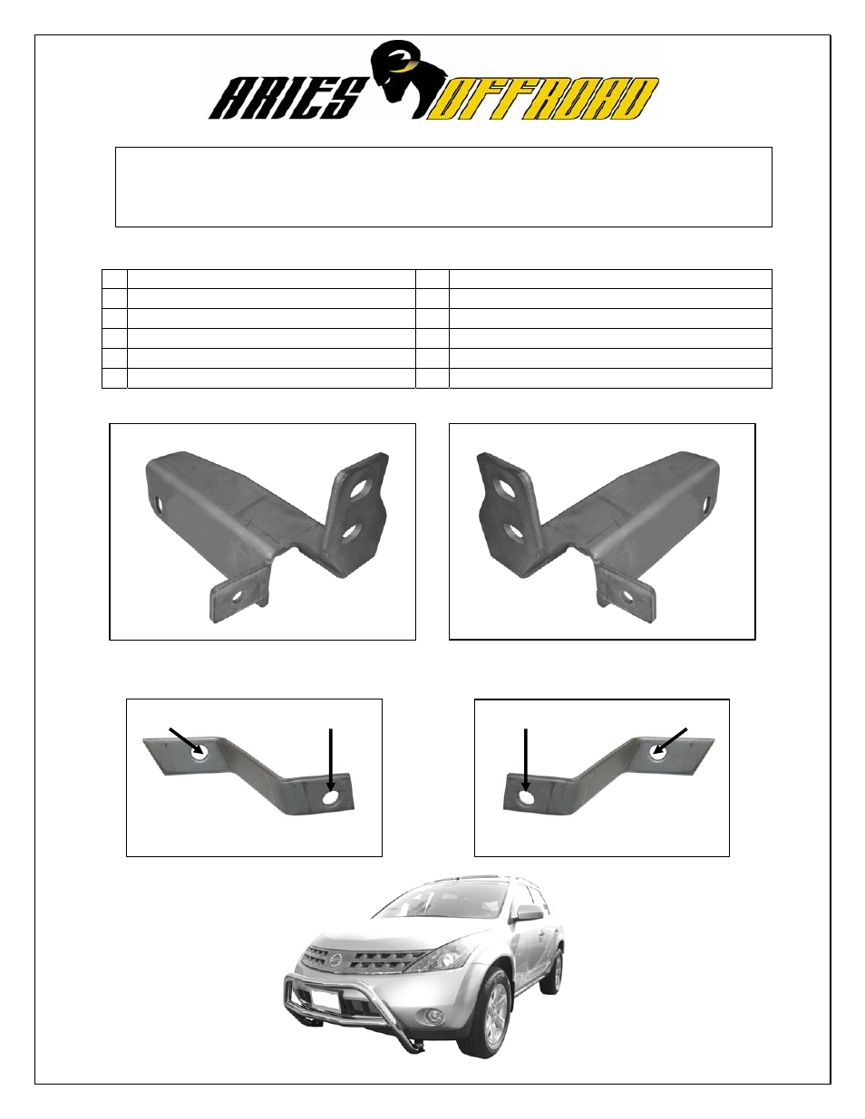 Aries Automotive 9503 User Manual | 4 pages