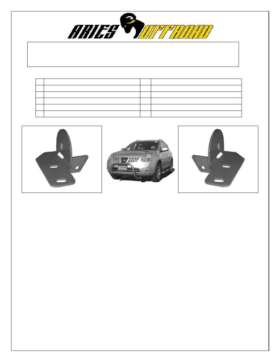 Aries Automotive 9502 User Manual | 2 pages