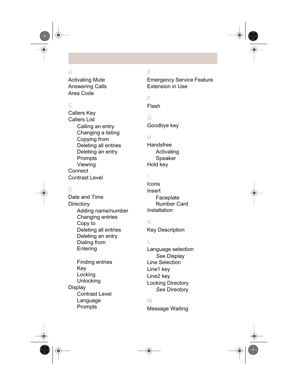Index | Aastra Telecom 392 User Manual | Page 23 / 24