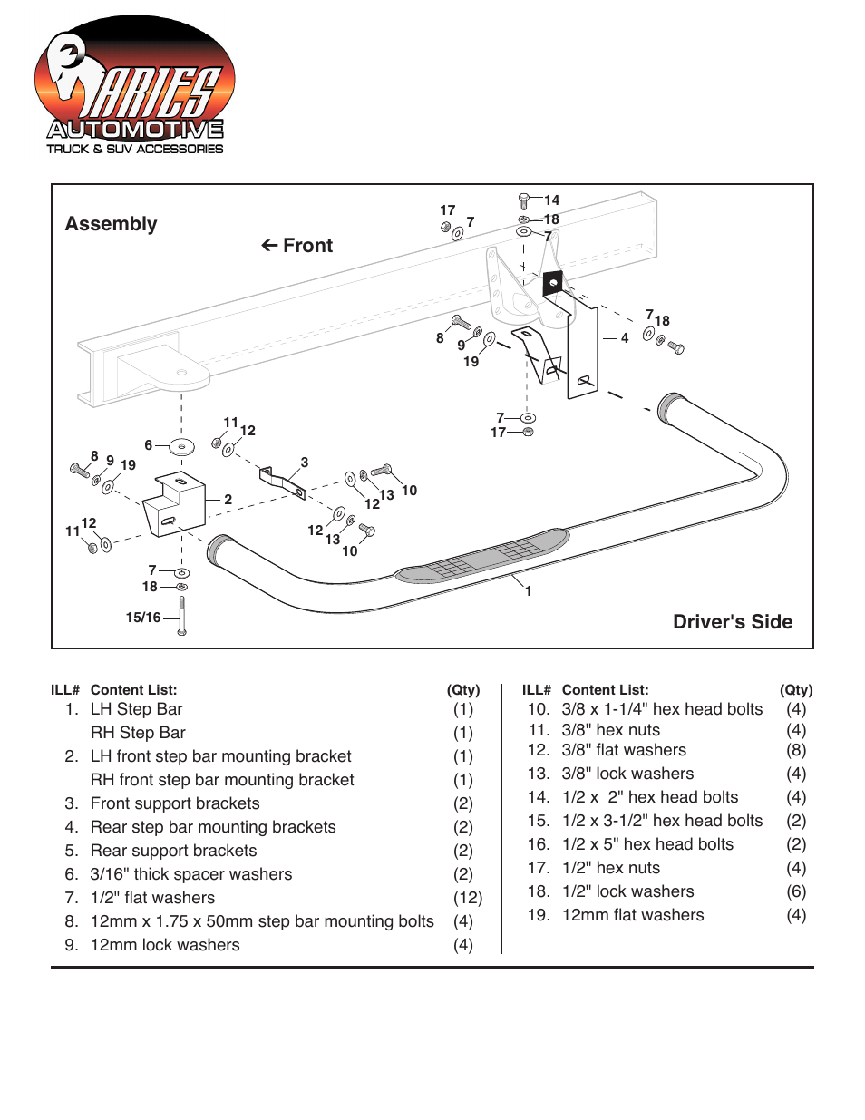 Aries Automotive 204040 User Manual | 2 pages