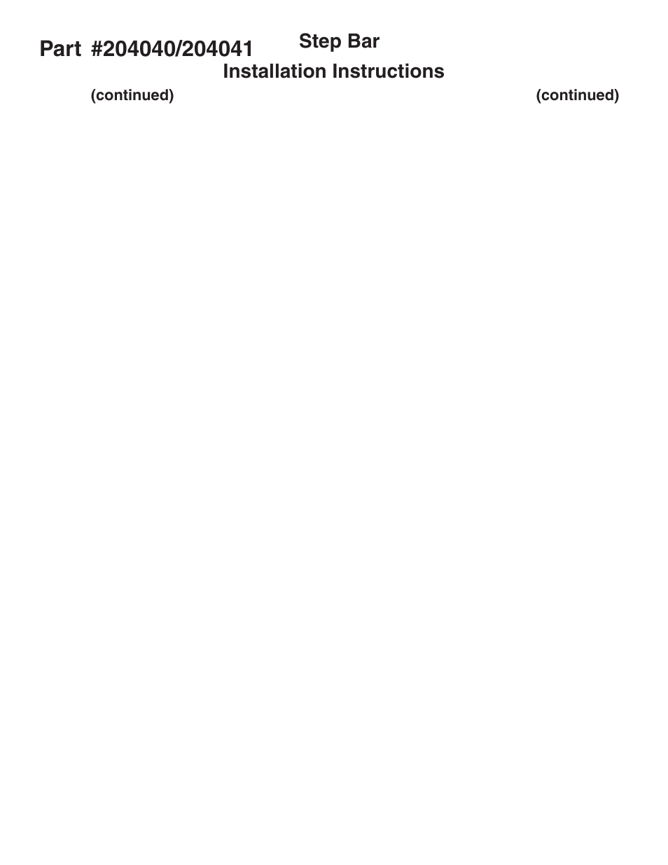Part, Step bar installation instructions | Aries Automotive 204040 User Manual | Page 2 / 2
