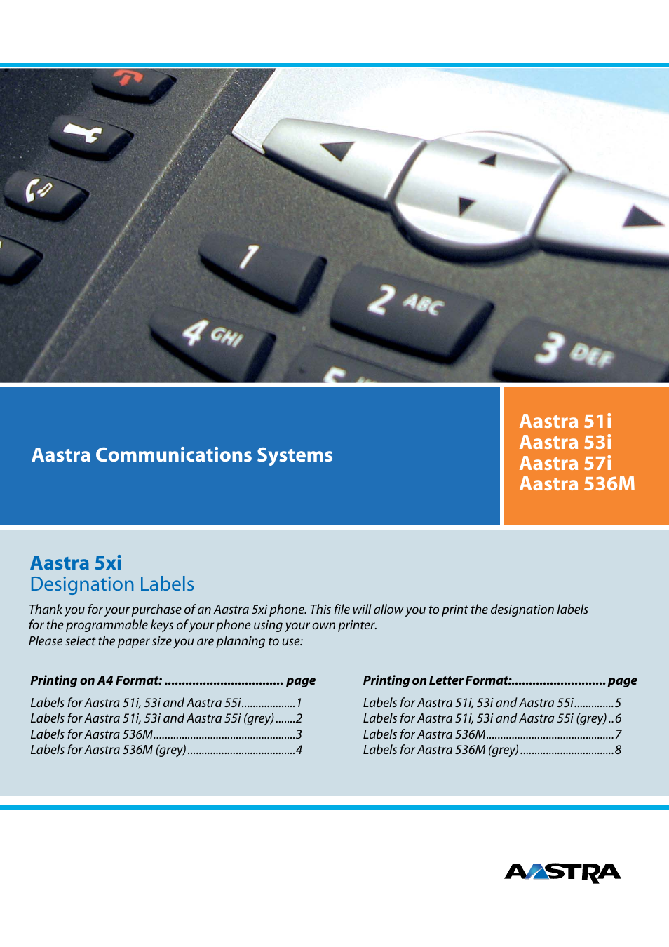 Aastra Telecom Aastra 5xi User Manual | 9 pages