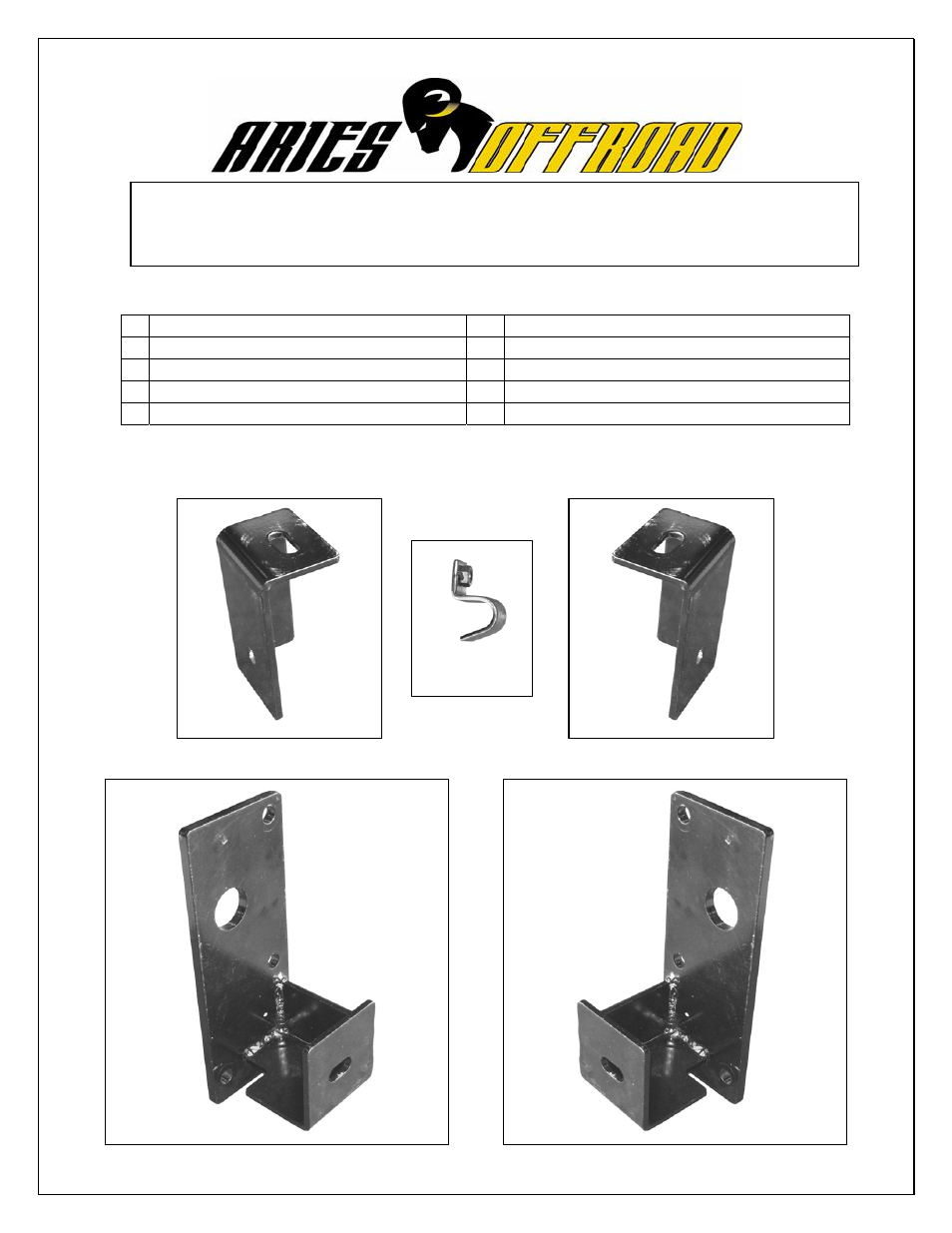 Aries Automotive 204012 User Manual | 3 pages