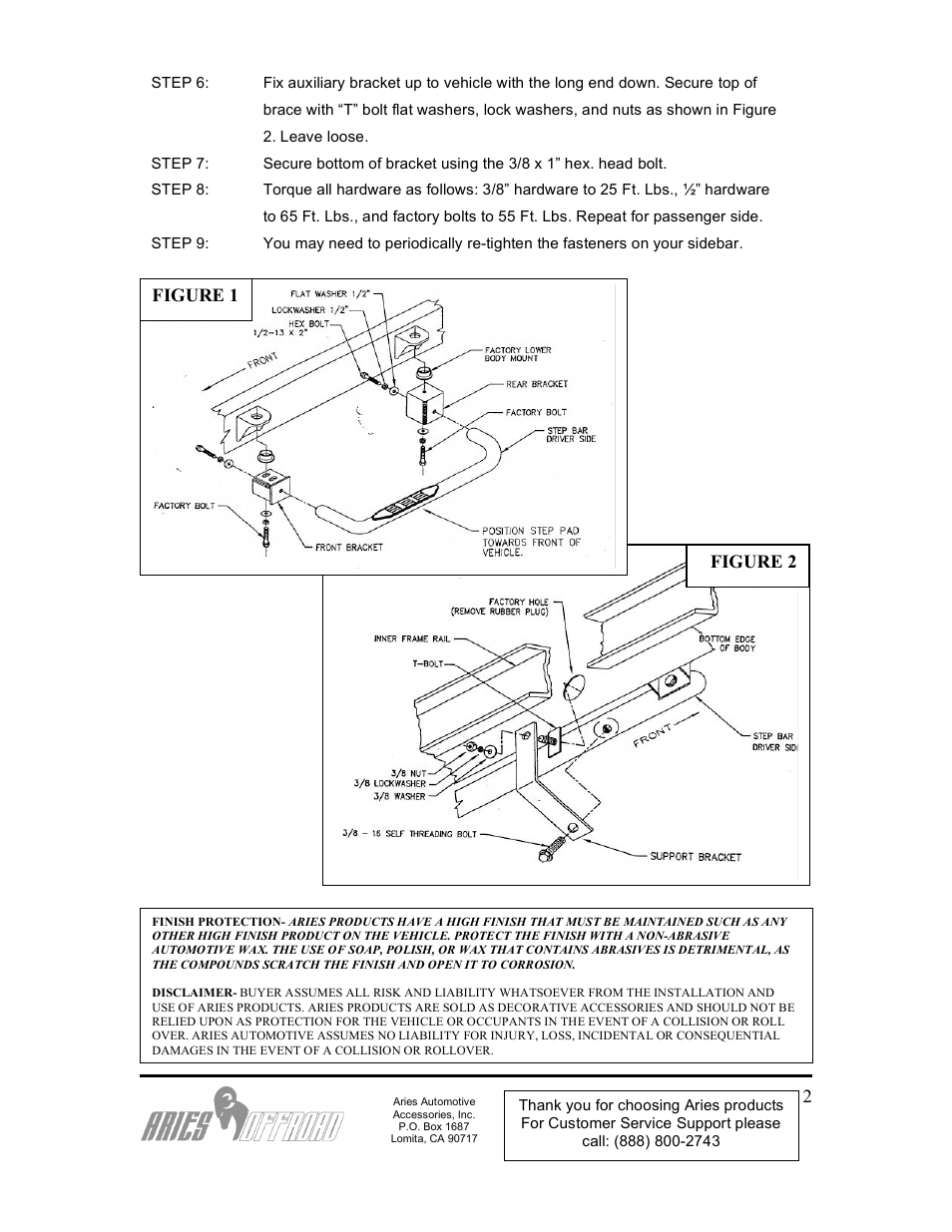 Figure 2 figure 1 | Aries Automotive 205001-2 User Manual | Page 2 / 2