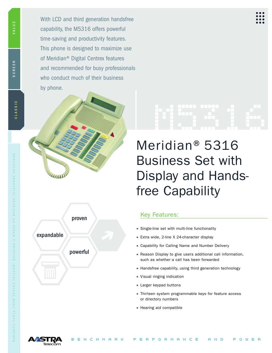 Aastra Telecom MERIDIAN M5316 User Manual | 2 pages