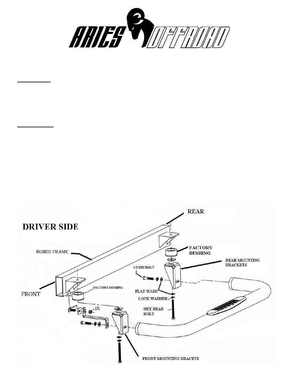 Aries Automotive 205011-2 User Manual | 1 page