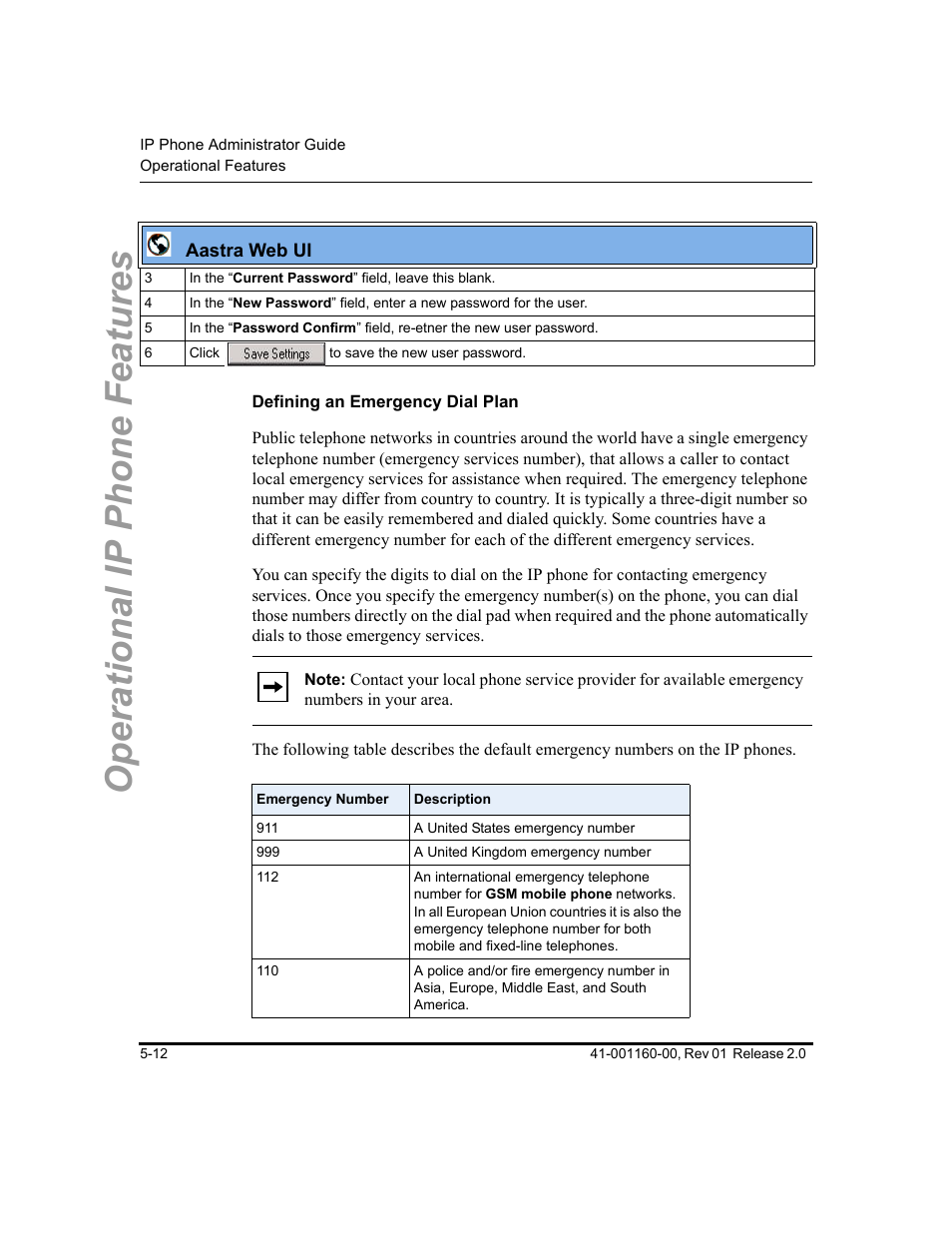 Defining an emergency dial plan, Operational ip phone features | Aastra Telecom SISIP 57I CT User Manual | Page 140 / 602