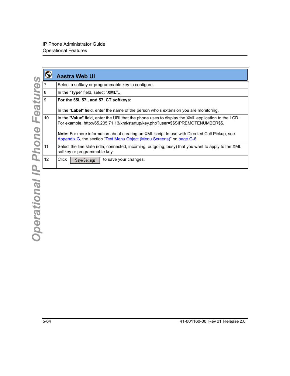 Operational ip phone features | Aastra Telecom SISIP 57I CT User Manual | Page 192 / 602