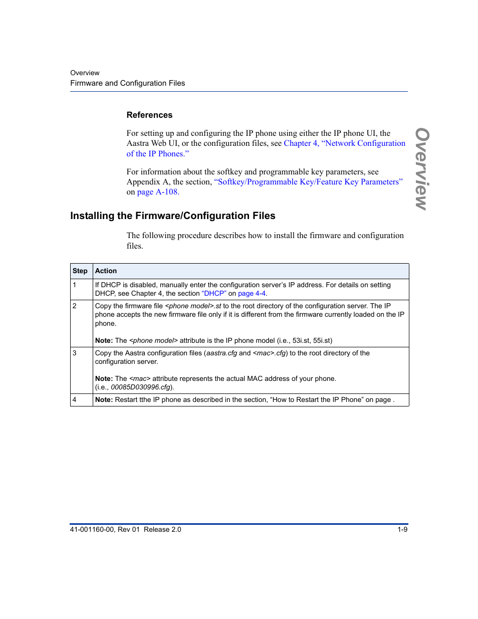 References, Installing the firmware/configuration files, Installing the firmware/configuration files -9 | Overview | Aastra Telecom SISIP 57I CT User Manual | Page 25 / 602