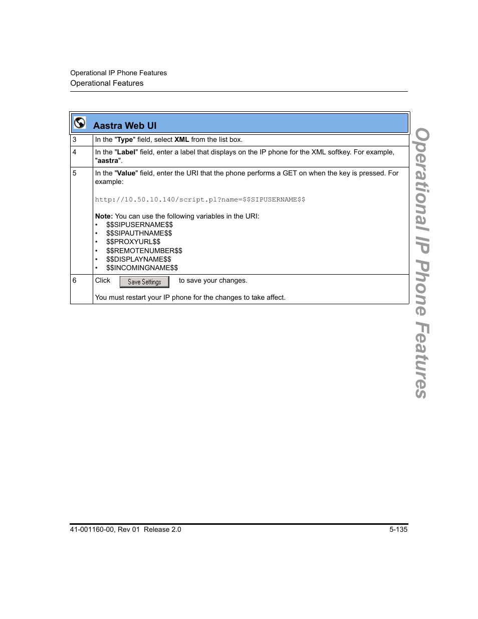 Operational ip phone features | Aastra Telecom SISIP 57I CT User Manual | Page 263 / 602