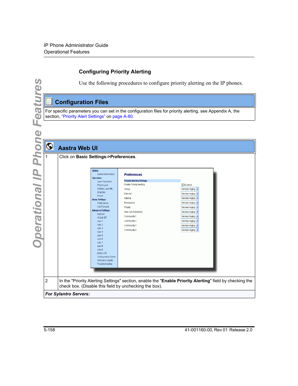 Configuring priority alerting, Operational ip phone features | Aastra Telecom SISIP 57I CT User Manual | Page 286 / 602