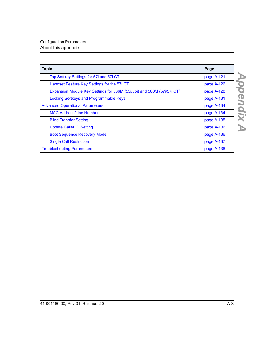 Appendix a | Aastra Telecom SISIP 57I CT User Manual | Page 345 / 602