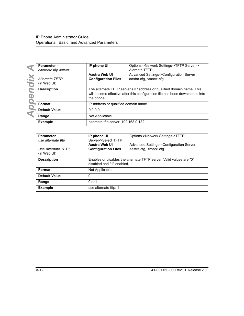 Appendix a | Aastra Telecom SISIP 57I CT User Manual | Page 354 / 602