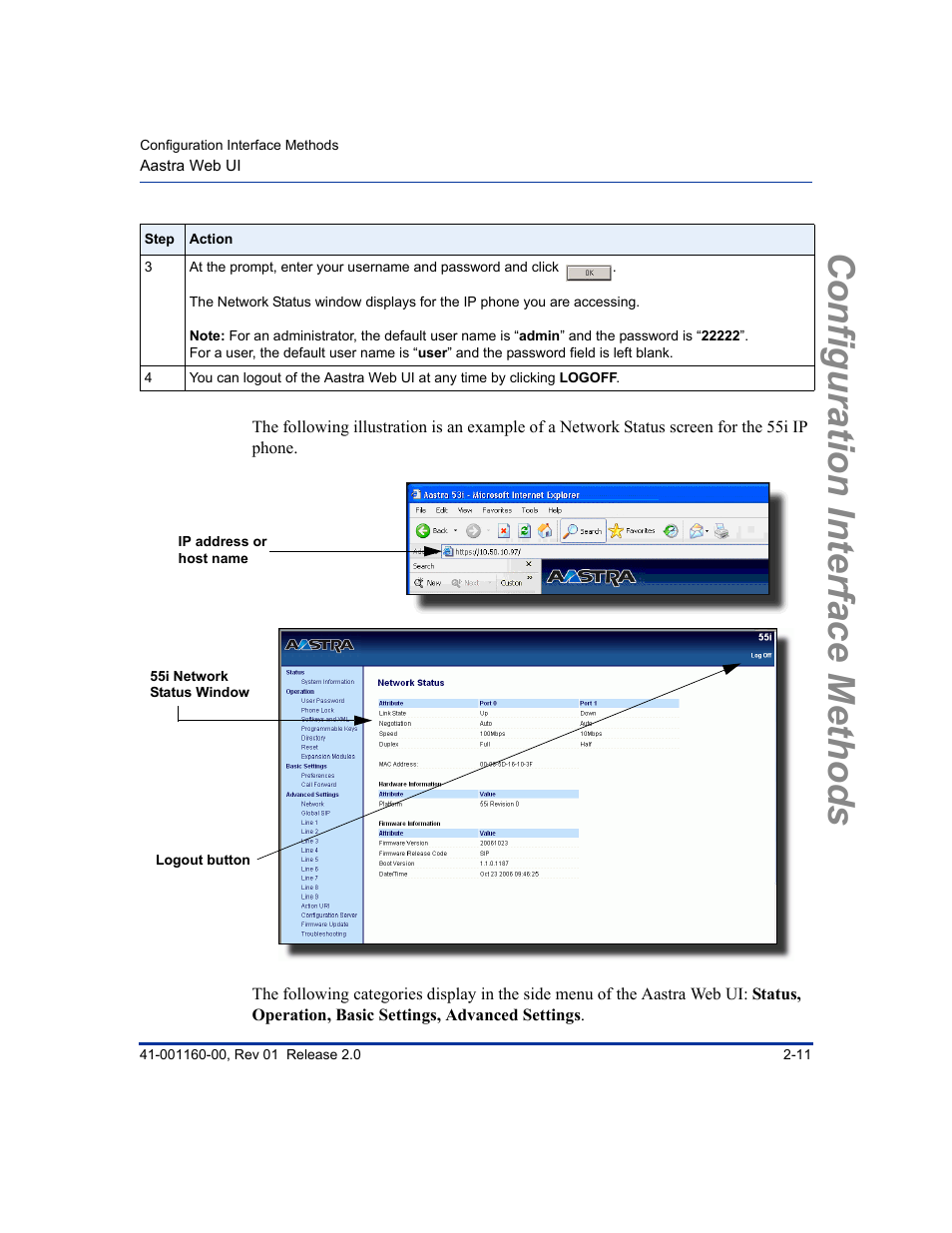 Configuration interface methods | Aastra Telecom SISIP 57I CT User Manual | Page 37 / 602