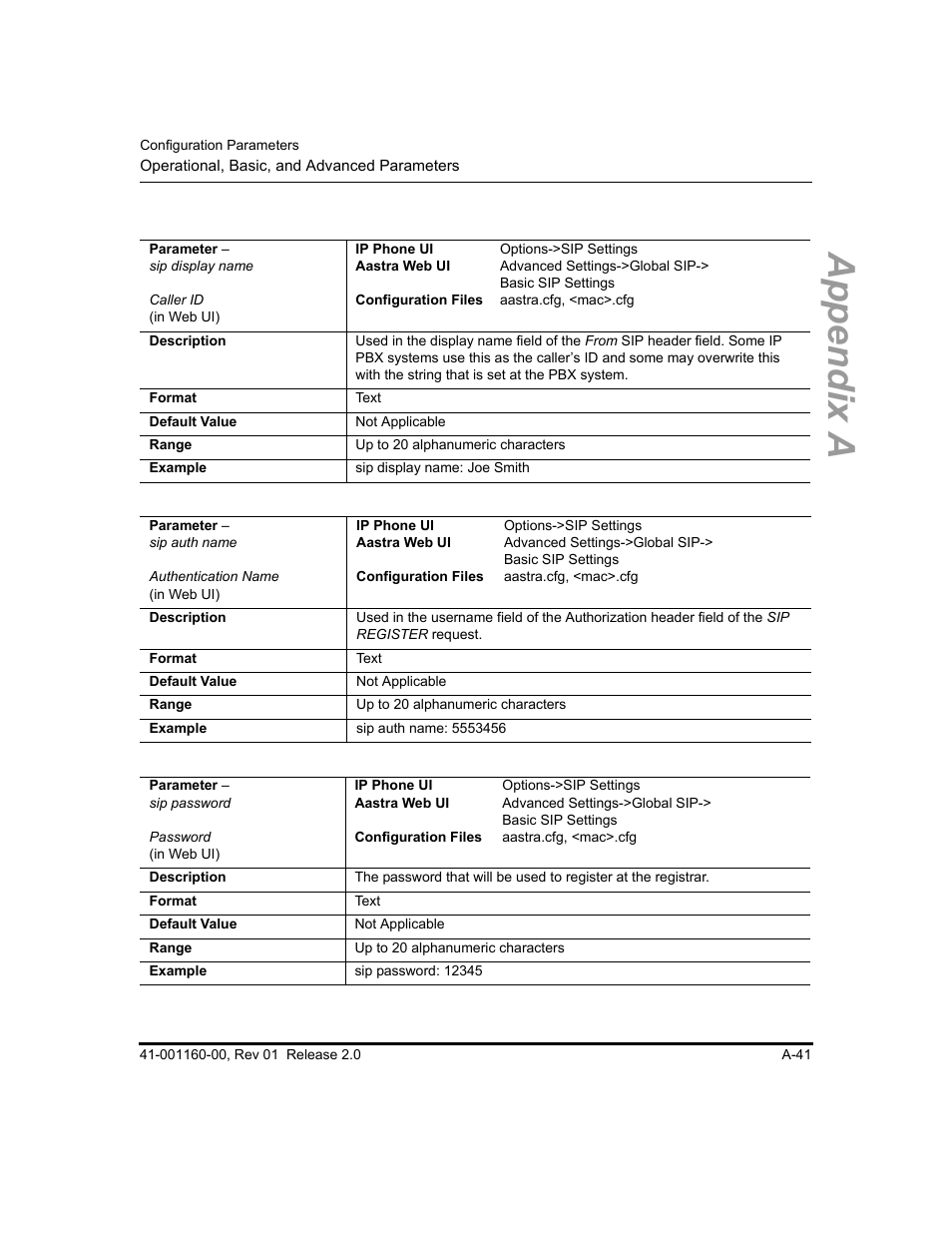 Appendix a | Aastra Telecom SISIP 57I CT User Manual | Page 383 / 602