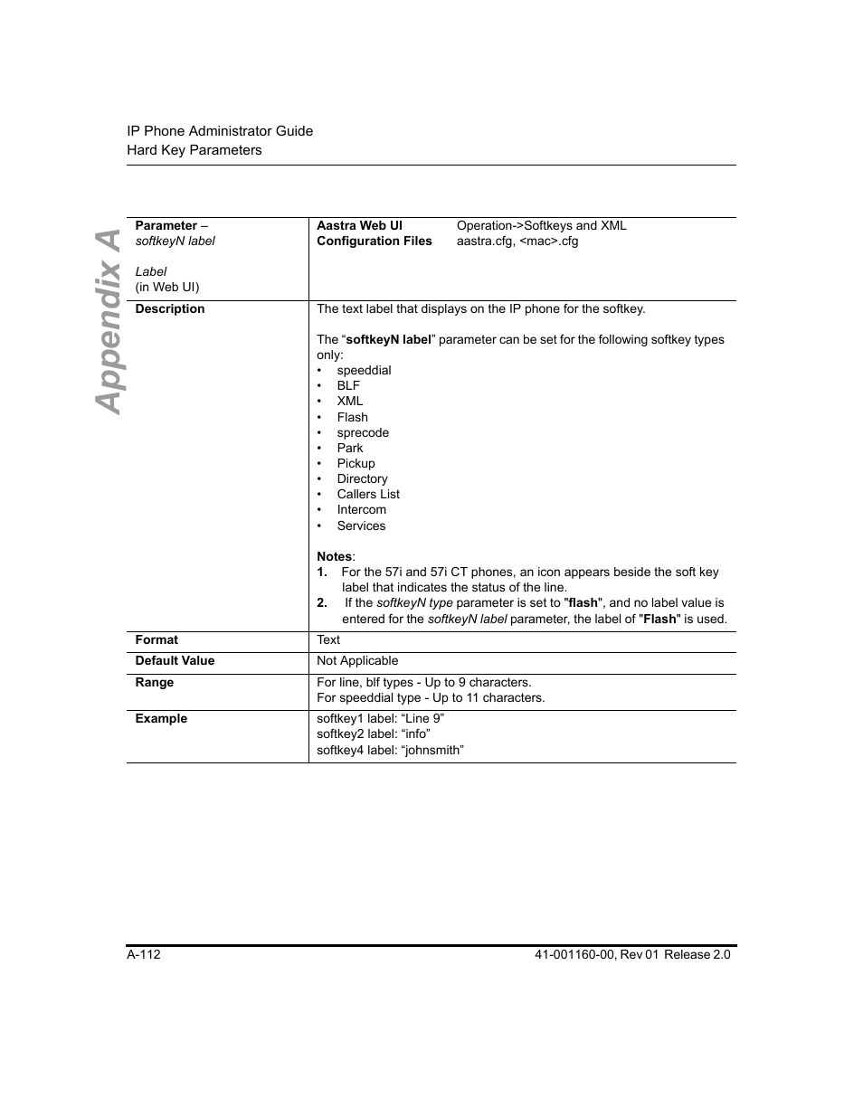 Appendix a | Aastra Telecom SISIP 57I CT User Manual | Page 454 / 602