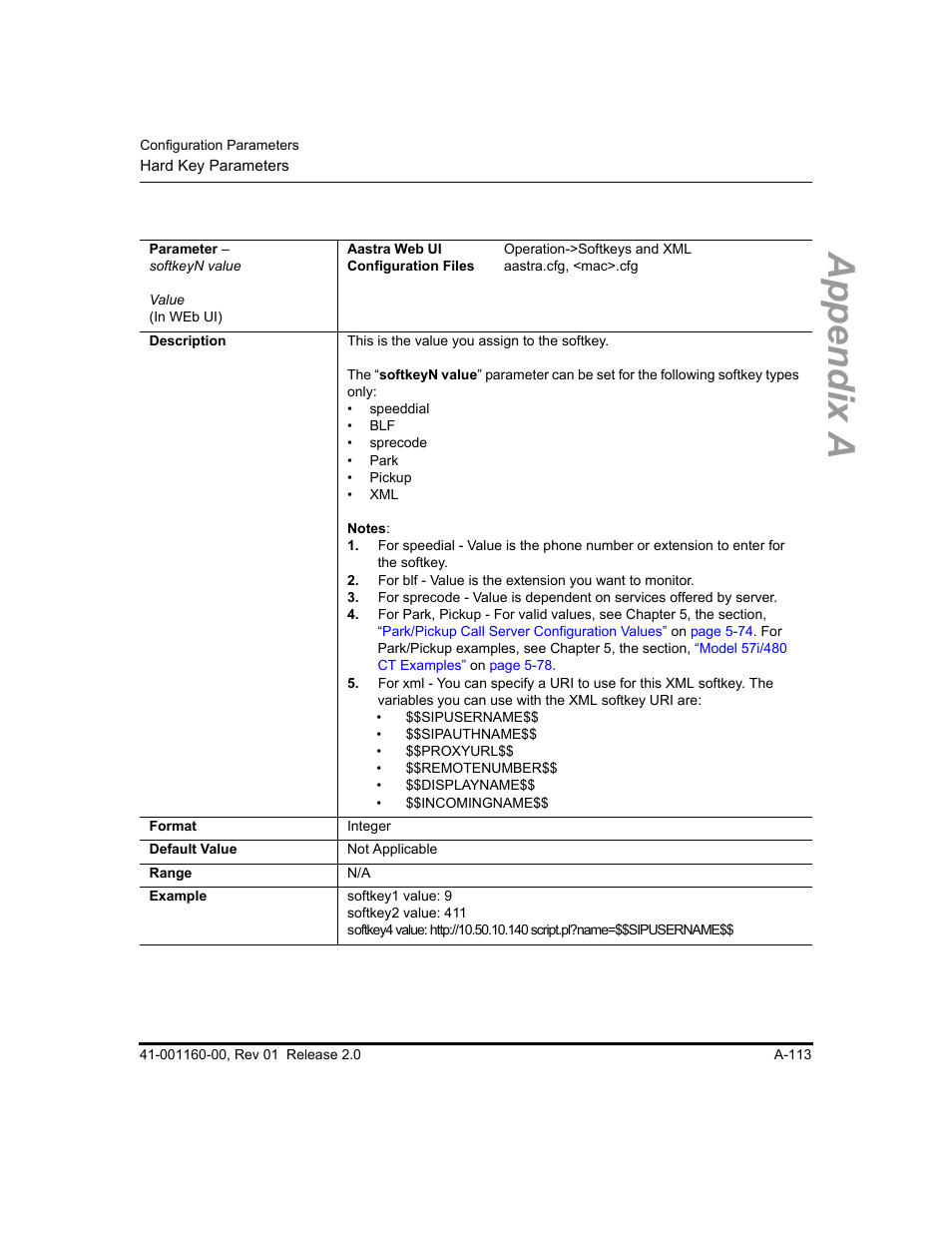 Appendix a | Aastra Telecom SISIP 57I CT User Manual | Page 455 / 602