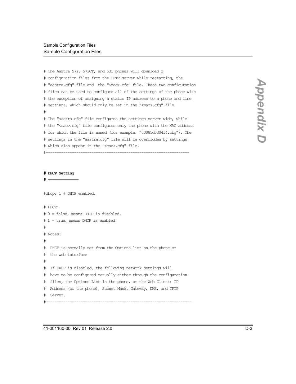 Appendix d | Aastra Telecom SISIP 57I CT User Manual | Page 493 / 602