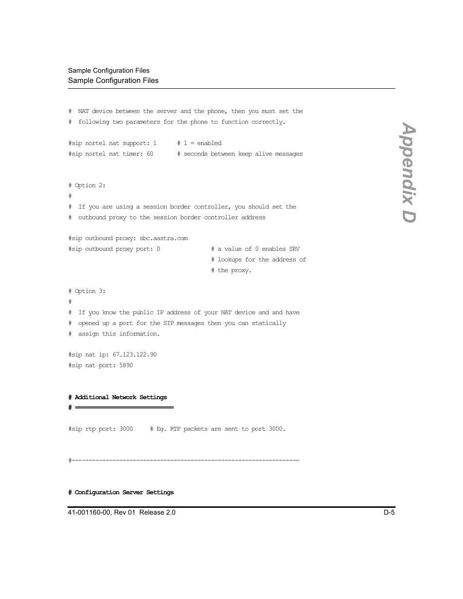 Appendix d | Aastra Telecom SISIP 57I CT User Manual | Page 495 / 602